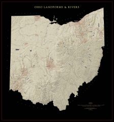 Ohio - Landforms and Rivers Fine Art Print Map